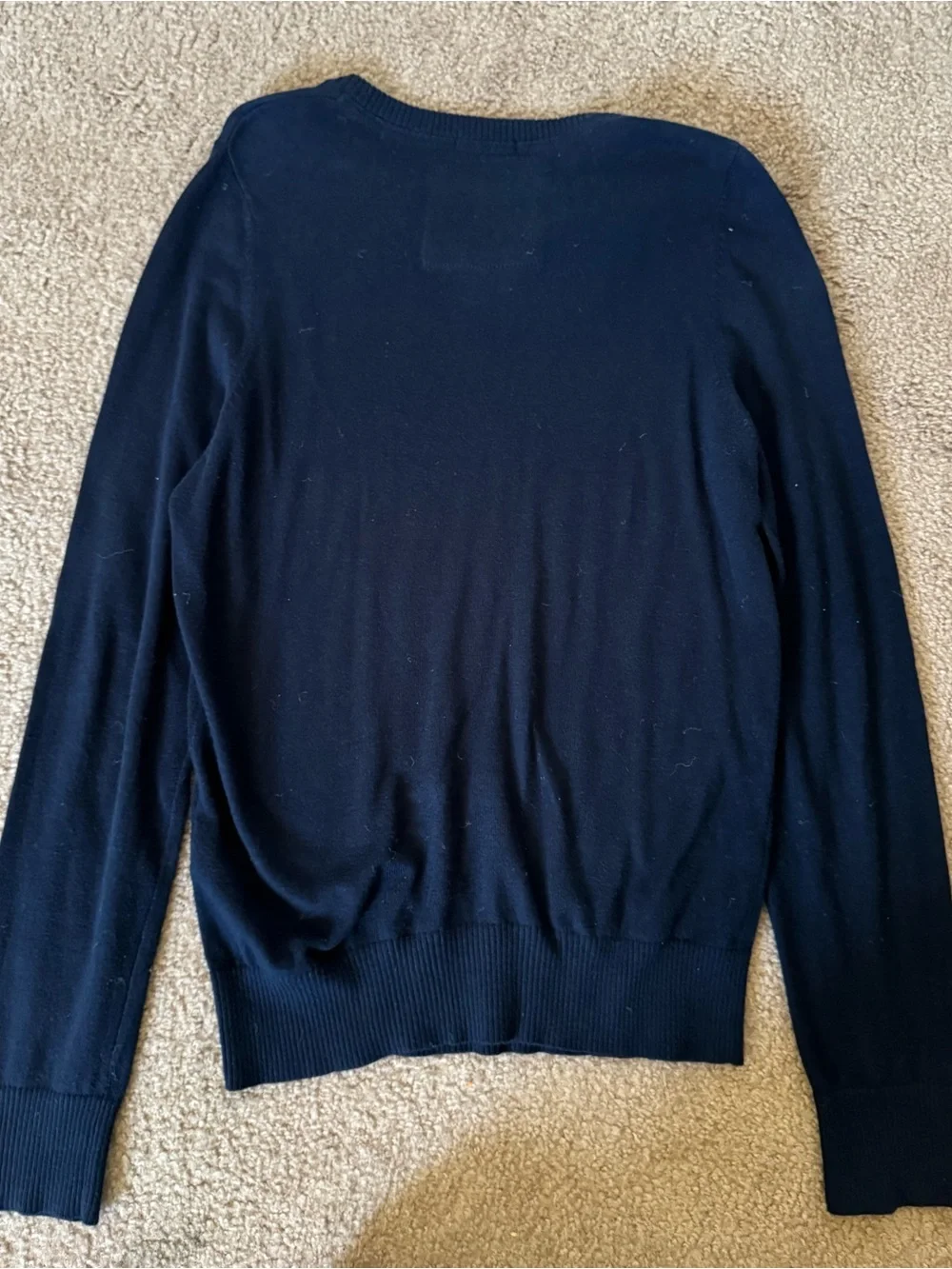 Abercrombie & Fitch Navy V-Neck Sweater with Green Logo